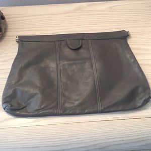Gray vintage leather clutch